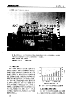 2001-2009年我国耐火材料制品制造业经营状况分析